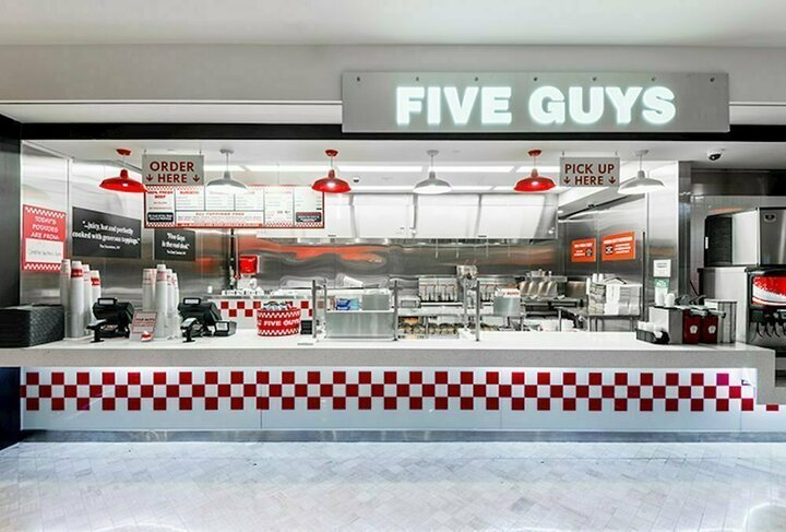 Interior of a Five Guys location, where Five Guys fundraisers happen